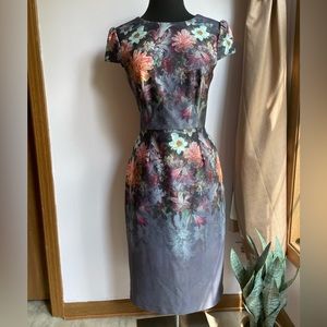 Betsey Johnson floral midi cap sleeve dress